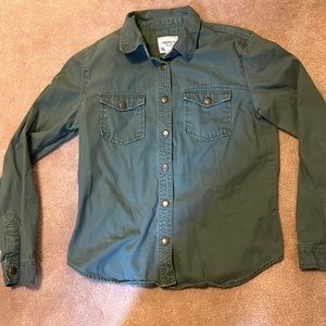 Forever 21 olive green botton down long sleeve shirt